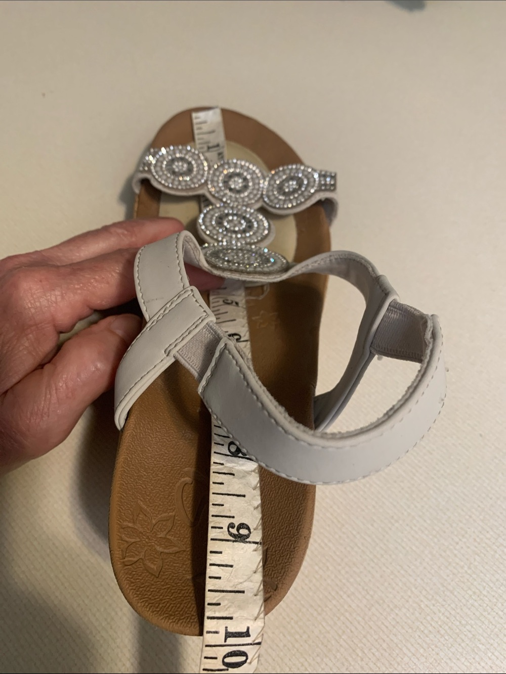 Skechers White Beaded T-Strap Sandals - Picture 8 of 8